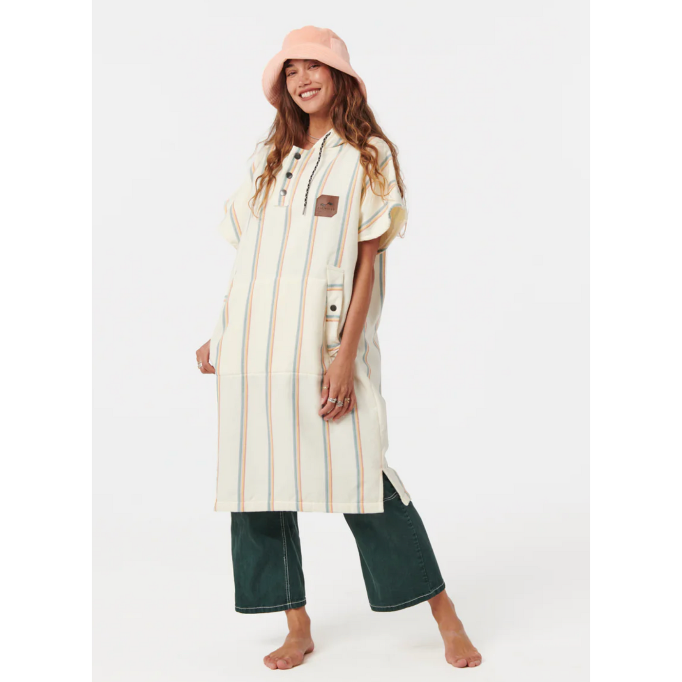 Slowtide Baja Stripe Cream Poncho
