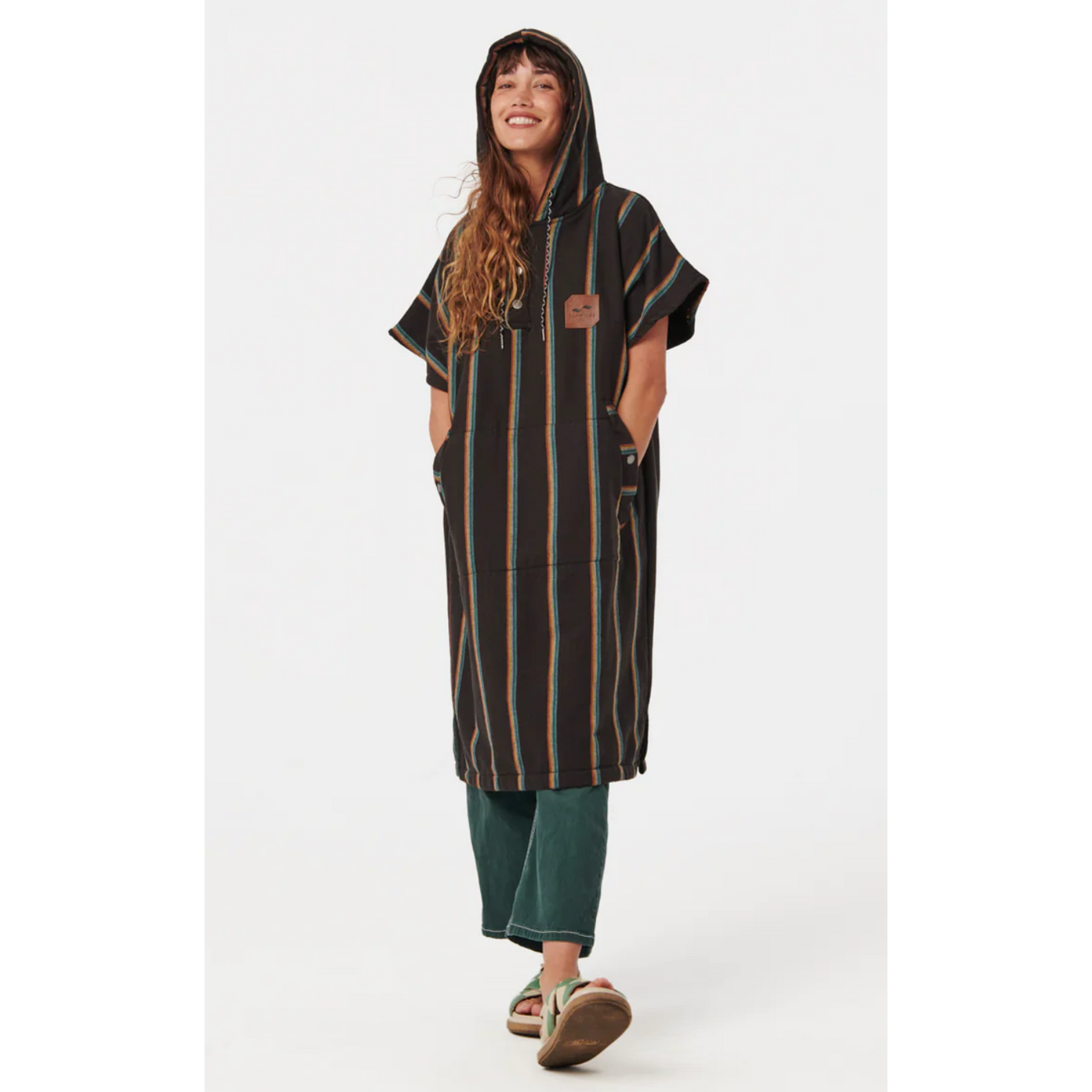 Slowtide Baja Stripe Black Poncho